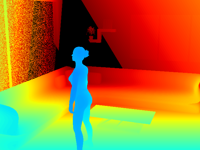 Clean range-limited depth frame with a person in the room